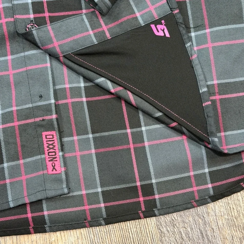 Dixxon Flannel Snap-On Button Down Shirt Men 2XL Grey Pink Plaid Limited Edition